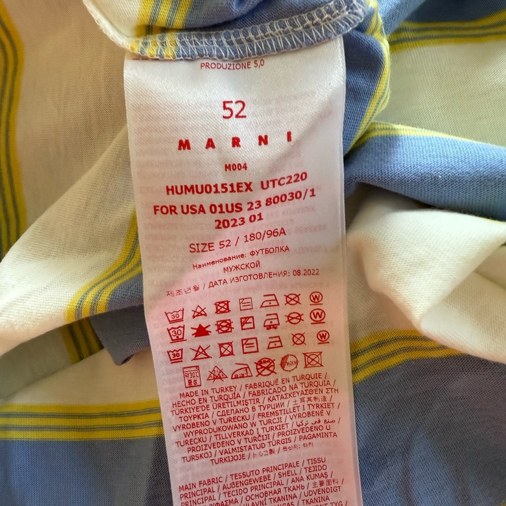 Marni Yellow, Blue & White Colorblock Crewneck Tee - Picture 3 of 4